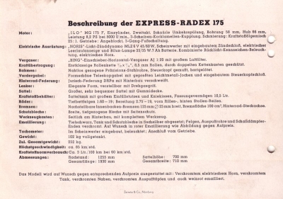 Express Radex 175 Prospekt 1950er Jahre