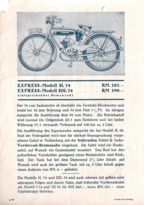 Express Kleinkraftrad Prospekt 1934