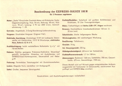 Express Radex 100 N Prospekt 1950er Jahre