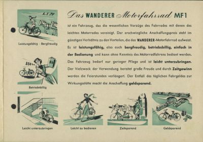 Wanderer Motorfahrrad MF 1 Prospekt  1950er Jahre