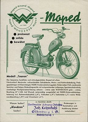 Wanderer Moped Touren Prospekt 1957