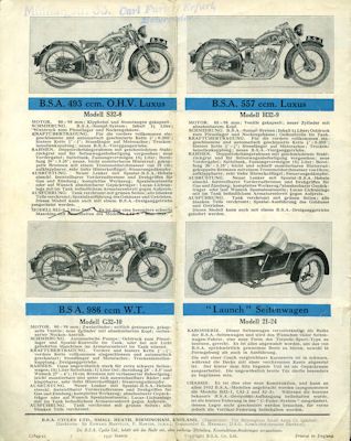 BSA Programm 1932