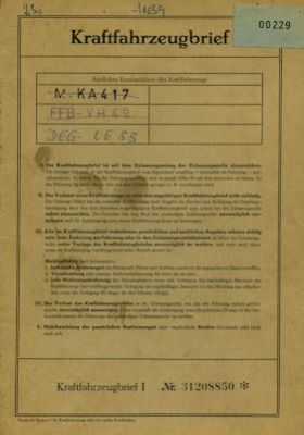Mercedes Benz 230 (M180VI) Original Fahrzeugbrief 1965