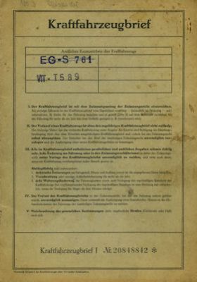 Mercedes Benz 180 D Original Fahrzeugbrief 1959