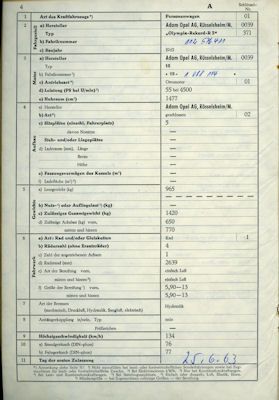 Opel Rekord P 2 Original Fahrzeugbrief 1963 1500 cm