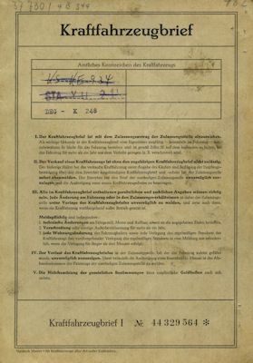 Opel Rekord C Original Fahrzeugbrief 1971