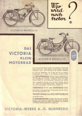 Victoria Kleinmotorrad Prospekt 1931