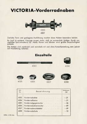 Victoria Freilaufnabe Prospekt 1938