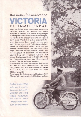 Victoria Kleinmotorräder Prospekt 12.1934