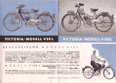 Victoria Kleinmotorräder Prospekt 12.1934