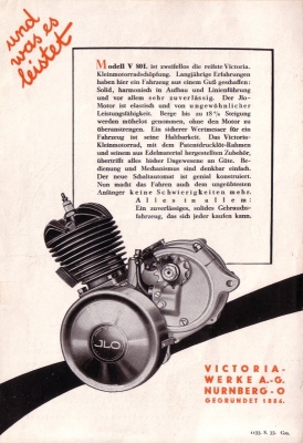 Victoria Kleinmotorrad Prospekt 8.1933