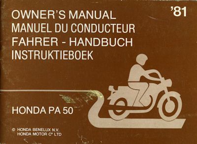 Honda PA 50 owner`s manual 1981