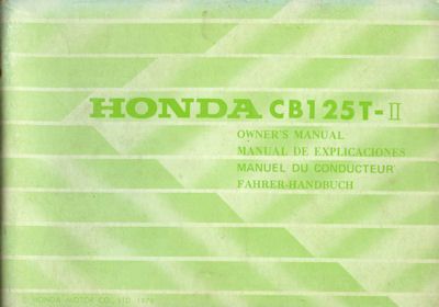 Honda CB 125 T-II owner`s manuel 1978