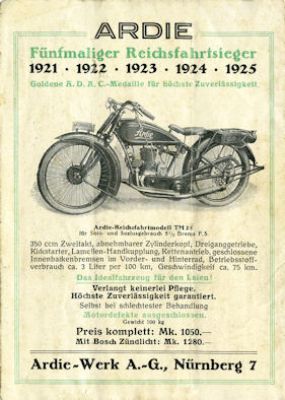 Ardie 500 cc brochure 1926