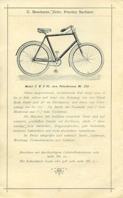 Bescherer Fahrrad Preisliste ca. 1897