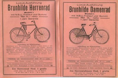 Brunhilde Fahrrad Prospekt 1928