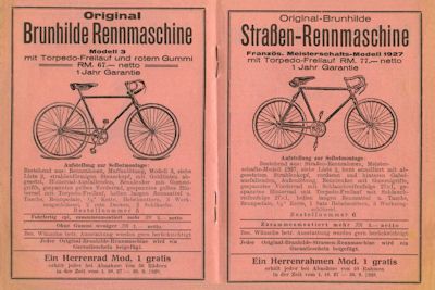 Brunhilde bicycle brochure 1928