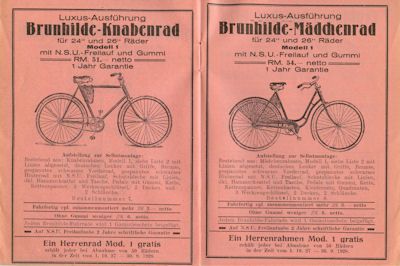 Brunhilde Fahrrad Prospekt 1928