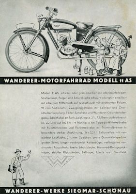 Wanderer Modell 11AS und 1Sp Prospekt 2.1936