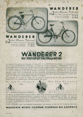 Wanderer 2 Gang Fahrrad Prospekt 2.1937