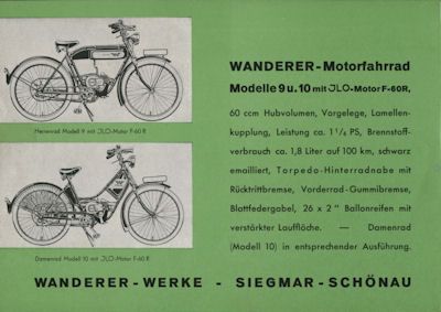 Wanderer Motorfahrrad Programm 1940er Jahre