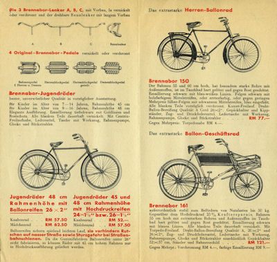 Brennabor Fahrräder Prospekt 1930er Jahre