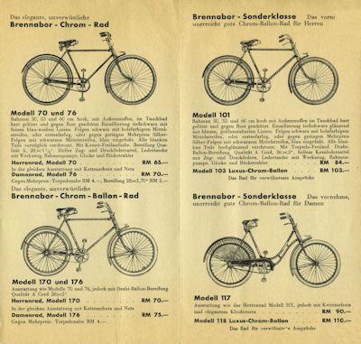 Brennabor Fahrräder Prospekt 1930er Jahre