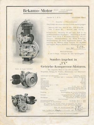 M.G.F. Motorrad Prospekt 1920er Jahre