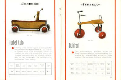 Ferbedo Kinderfahrräder Prospekt 1930