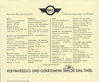 Simson Sportliche Erfolge 1955/56 brochure