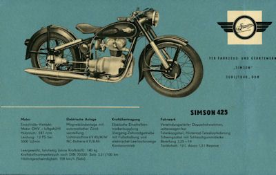 Simson 425 und Sport Prospekt 1957