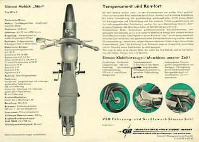 Simson Mokick Star SR 4-2 Prospekt 1965