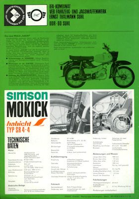 Simson Mokick Habicht SR 4-4 Prospekt 1972