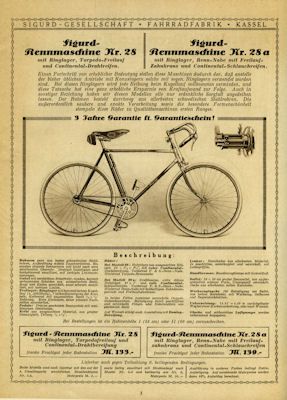 Sigurd Fahrrad Programm 1928