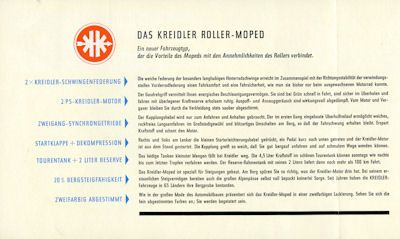 Kreidler Rollermoped J 51 R Prospekt 6.1956