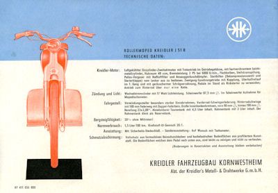 Kreidler Rollermoped J 51 R Prospekt 6.1956