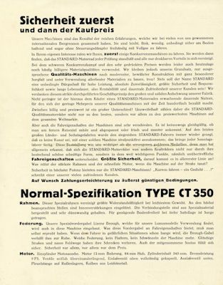 Standard Type CT 350 Prospekt ca.1931
