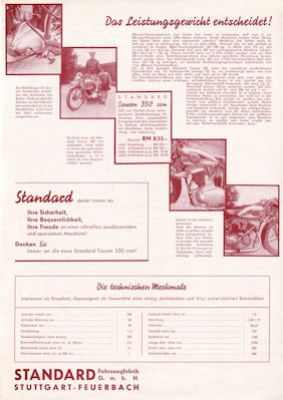 Standard Touren 350 ccm brochure 1937