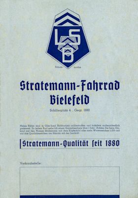 Stratemann Fahrrad Prospekt 1930er Jahre
