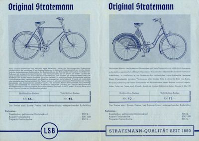 Stratemann Fahrrad Prospekt 1930er Jahre