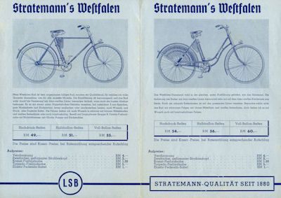 Stratemann Fahrrad Prospekt 1930er Jahre