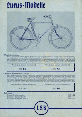 Stratemann Fahrrad Prospekt 1930er Jahre
