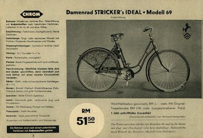 Stricker bicycle program 1935