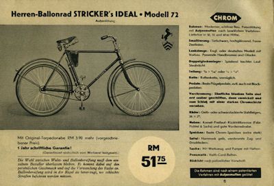 Stricker Fahrrad Programm 1935