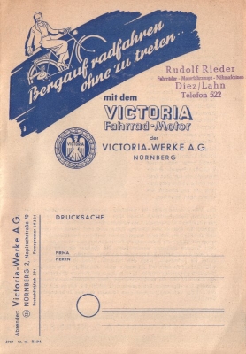 Victoria Fahrrad Einbau Motor Prospekt 12.1948