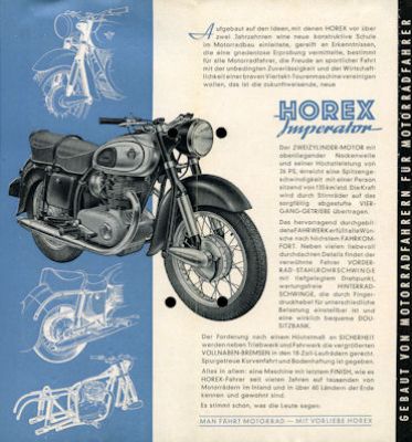 Horex Imperator 400 brochure ca. 1955