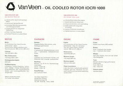 Van Veen 1000 OCR Wankel Prospekt ca. 1976