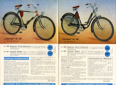 Vaterland Fahrrad und Moped Prospekt 1956