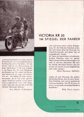 Victoria KR 20 Prospekt 12.1930