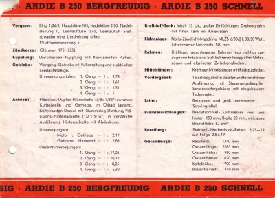 Ardie B 250 Prospekt 1950